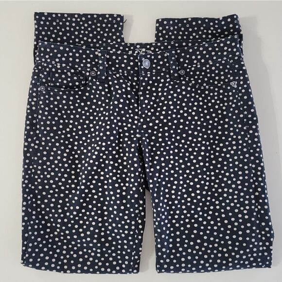 LOFT Ann Taylor Modern Straight Fit Black Polka Dot Jeans - Picture 2 of 14